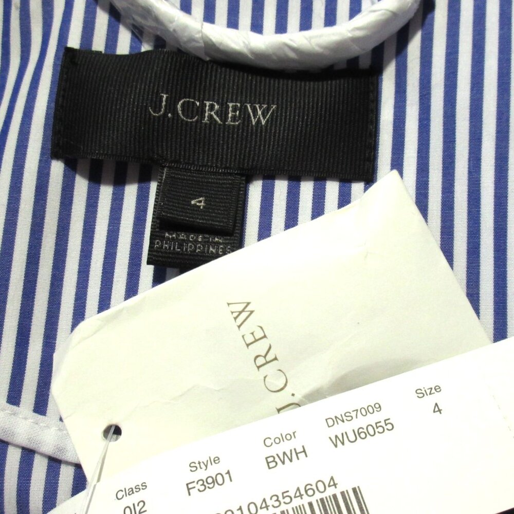 NWT J.Crew Trench Coat in Blue White Shirting Stripes Lightweight Coat 4 - Picture 6 of 7